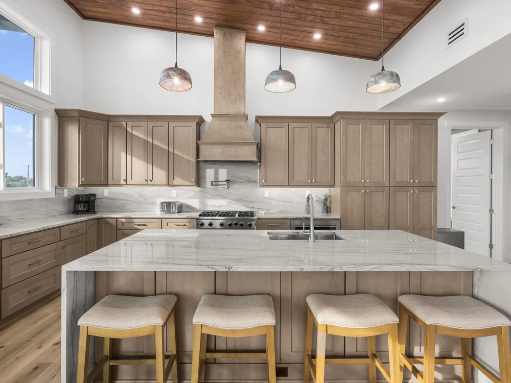 Real estate photography of a custom kitchen in a Mexico Beach, Florida home